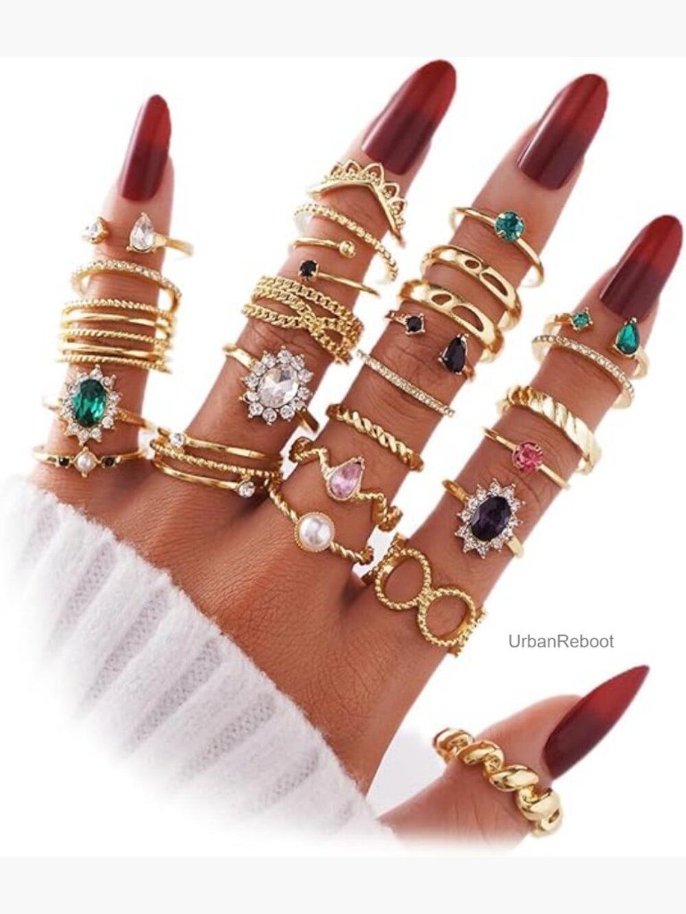 19-36 Pcs Stackable Knuckle Rings Set for Women, Gold Tone Vintage Dainty Joint